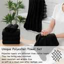 18 Pcs Black Woven Family Towels Set-6 Bath Sheets,6 Hand Towels,6 Washcloths Soft Polyester Towels Absorbent Shower Towel Quick Dry Beach Chair Towel Lint Less Towels Set for Bathroom Spa Gym Hotel