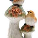 Napco Whimsical Birds on Mushrooms Figurine Charming Nature-Inspired Decor for Garden, Patio, or Indoor Display - Hand-Painted Resin Sculpture