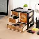 Cologne Organizer for Men,Cologne Stand with 4 Drawer,Stylish Nightstand Organizer with Floral & Bird Design,Dresser Drawer Organizers,Organizador de Perfumes,Perfume Stand Organizer for Bedroom,Black