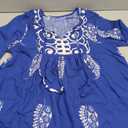 Eddoyee Women Swimwear Cover Up Bohemian Floral Bathing Suit Beachwear Mumu Dress Lounge Dress Blue