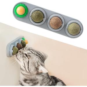 Potaroma 4 Catnip Silvervine Ball Toys, Extra Cat Energy Ball, Edible Cats Lick Kitten Chew, Teeth Cleaning Dental Wall Treats, Concentrated Flavor for All Breeds