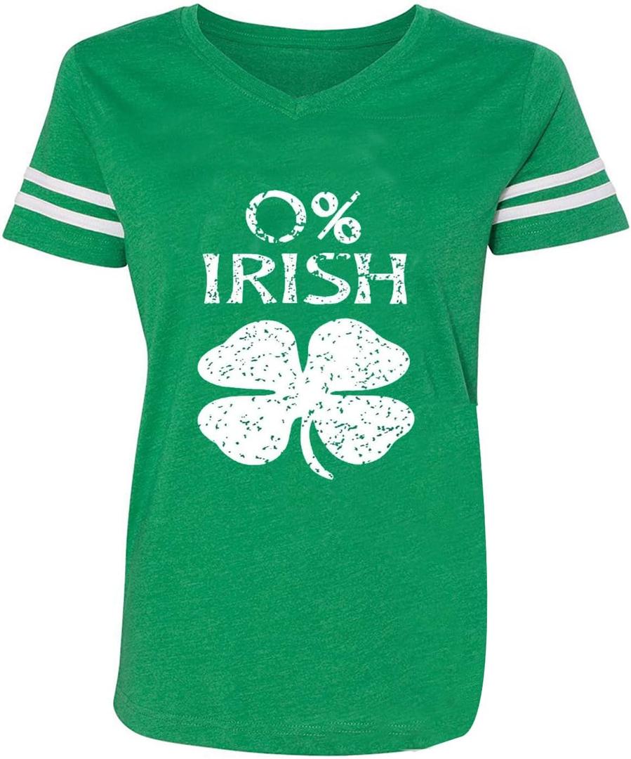 St Patricks Day Shirt for Women Irish Lucky Shamrock V-Neck Short Sleeve St Paddy's Day Tee Tops (Green, M)