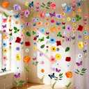 5pcs 36 ft Flower Garland Artificial Hanging Wildflower Garland Fake Silk Flower Vines Floral Garlands with Butterfly for Spring Summer Wedding Bridal Birthday Grad Party Backdrop Background Decor