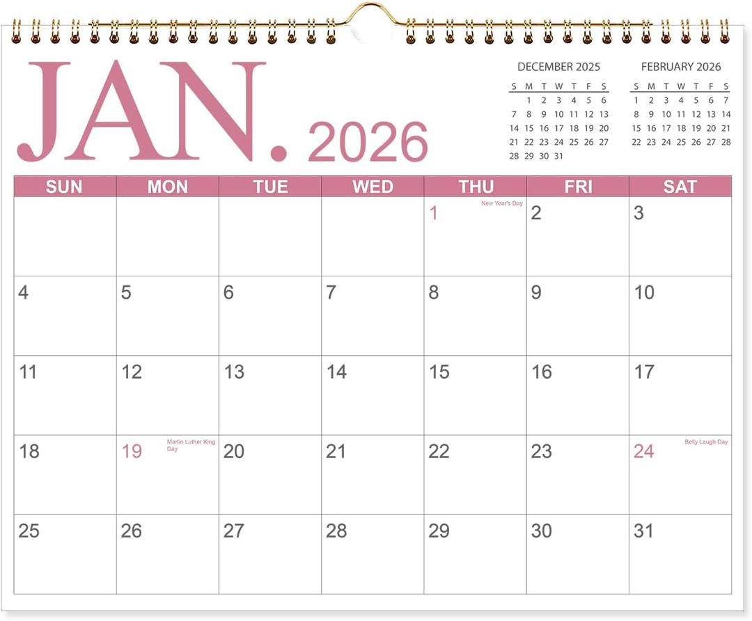 4 x Calendar 2026-2027 - Wall Calendar from April 2026 to June 2027, 2026-2027 Wall Hanging Calendar with Holiday Marked, Premium Paper for Organizing, 11'' x 14'',Four Color