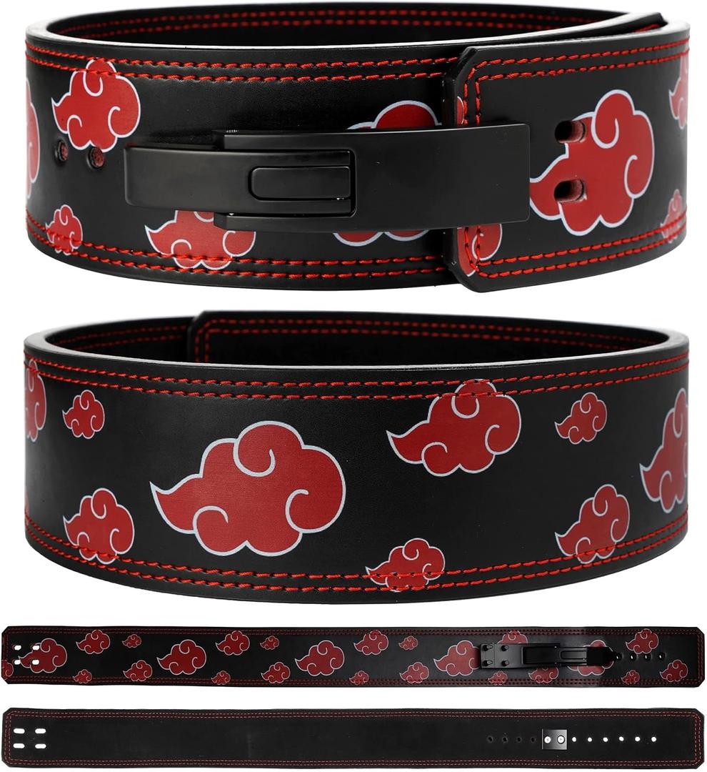 Anime Weight Lifting Lever Belt | 10mm Premium Leather Weightlifting Belt for Powerlifting, Bodybuilding, Deadlift, Squats, Exercise Workout | Heavy Duty Gym Belt Best for Men & Women, Medium