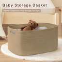 60L Small Wicker Laundry Basket for Living Room Storage,Boho Woven Cotton Rope Baskets for Kids Toy,Gifts,Square Blanket Hamper for Bedroom Dirty Clothes,Jute