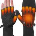 Heated Gloves for Men Women Rechargeable with 7.7V 2400mAh Battery Fingerless Thin Mittens Winter Work Typing with Light-Off Design Large