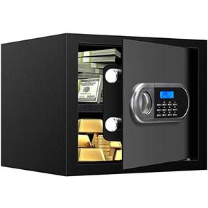 1.2 Cuft Home Safes Fire and Waterproof, Anti-Theft Fireproof Safe Box with Digital Keypad, Spare Keys and Removable Shelf, Personal Safe Box for Documents Money Firearm Valuables