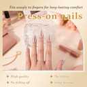 2 x evpct French Tip Press On Nails Medium Almond, Nude + Pink Tips, Chrome Glazed Glossy Medium Almond Fake False Press on Nails, Soft Gel Stick on nail Press ons with Nail Kit, Reusable Salon Quality (24 Ounce (Pack of 1))