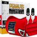 Get Trend Peanuts Snoopy Heated Blanket Electric, King Size Luxurious Fleece Blanket, 9 Heat Settings Auto Shut-Off, 90x105in, Gifts for Mom, Grandma, Grandpa (Red Snoopy, King US)