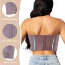 Women Longline Strapless Push Up Full Coverage Underwire Deep Cup Smoothing Bra (Sea Fog)