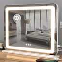 Vanity Mirror with Lights, 23"x 18" Large LED Lighted Mirror with Detachable 10X Magnification & 3 Colors Modes, and USB Charging Port for Vanity Desk Tabletop (White, 23 * 18)