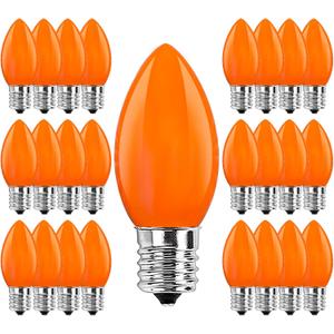 25 Pack C9 Orange Halloween Replacement Light Bulb