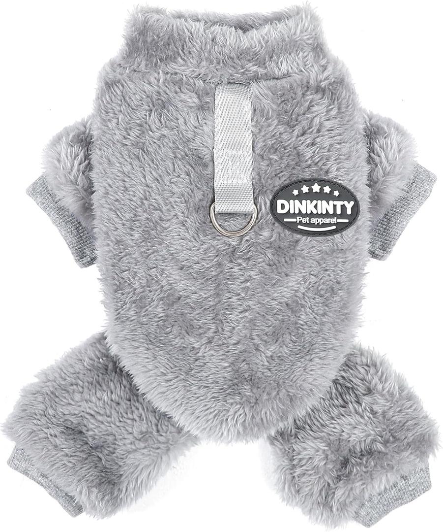 Fleece Dog Sweater Fall Dog Sweater for Small Dogs Thermal Soft Puppy Pajamas Stretchy Jumpsuit Doggie Pet Clothes for Chihuahua Teacup (Grey, XX-Small)