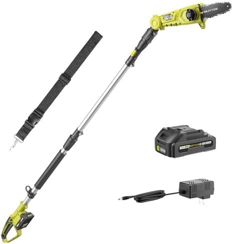 SEYVUM Pole Saw 8-Inch Cordless Pole Saws for Tree Trimming, 15FT Max Reach, Auto Oiling, Multi-Angles, Tool-Free Tensioning Electric Pole Chainsaw, 2.0Ah Battery and Charger Included