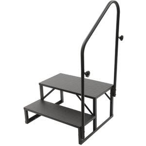 RV Steps with Handrail, 2 Steps Mobile Home Stairs Steps Portable Pool Ladder 450 LBS Load Capacity, Single Sided Handrail Ladder for Camper, Porch, SPA, Pool, Pet Stairs