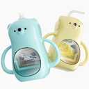 Pouch Holder No Squeeze, 2 Pack Self-Feed Baby Pouch Holder, BPA Free Adjusting Fits Most Sizes Baby Food Yogurt Applesauce Pouches, Juice Box Holder No Spill, Handle Easy to Grip (Yellow+Blue)