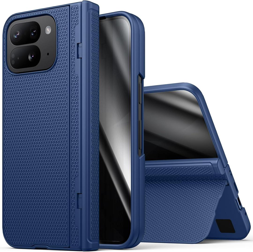 BXYJY for Google Pixel 10 Pro Fold Case, Slim with Stand, Front Privacy Screen Protector, Hinge Protection, Full Body Rugged Hard Cover, Shockproof Protective Phone Case for Pixel 10 Pro Fold, Blue