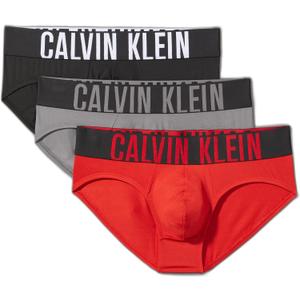 Calvin Klein Men's Intense Power 3-Pack Hip Brief, Black, Grey Sky, Pompeian Red, Medium