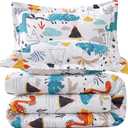 JSD Dinosaur Kids Comforter Set Twin Size, 2 Piece Microfiber Comforter with Pillow Sham, Lightweight All Season Washable
