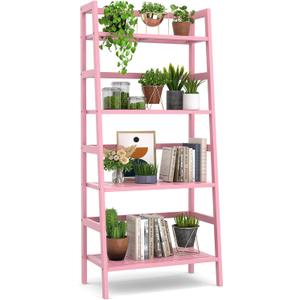 Homykic Pink Ladder Shelf, 4-Tier Bamboo Bookshelf & Bookcase Organizer
49.2” Freestanding Open Display Storage Shelves, Wooden Plant Stand Rack for Small Space, Bathroom, Living Room, Bedroom