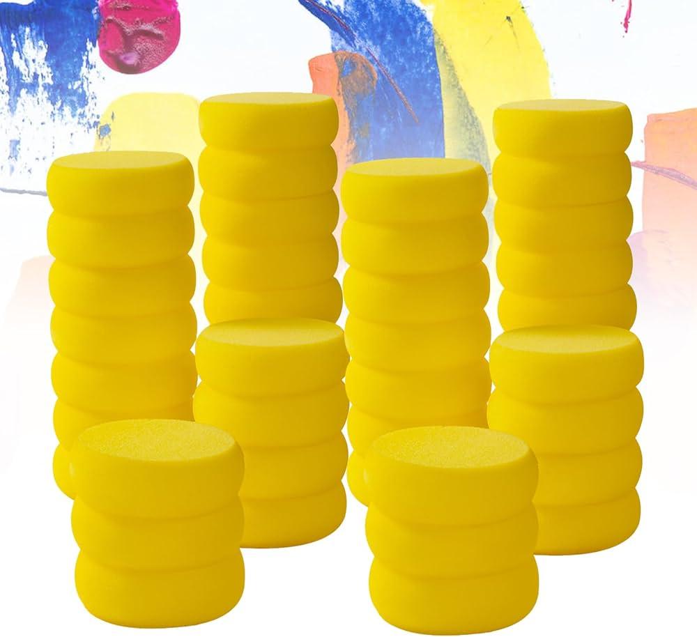 25  Pack Painting Sponge Pottery Sponges 2.9 inch Round Sponge Clay sponges for Pottery Yellow Artist Sponges for Face Painting Pottery Ceramics Art Crafts