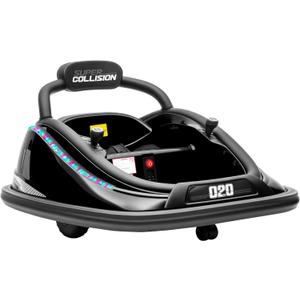 Aosom 12V Toddler Bumper Car with Remote Control, 360 Rotation Kids Electric Ride-On Toy, Twins Motor, Colorful LED Lights, 3 Songs, for Boys and Girls, Black