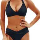 Yonique Women Two Piece Bathing Suits Push Up Bikini Set Halter Swimsuit Vintage Swimwear M