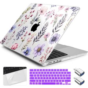 for MacBook Pro 14 inch Case 2026 2025-2021 Release M5 M4 M3 M2 M1 Pro/Max A3427 A3426 A3434 A3112 A3185 A3401 A2918 A2992 A2779 A2442,Case&Keyboard Skin&Trackpad Film&2 OTG, Garden Flowers