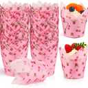 200 Pcs Tulip Cupcake Liners Muffin Liners Holders for Baking Cups Parchment Paper Standard Size Tulip Muffin Cupcake Wrappers for Party, Wedding, Birthday (Cherry,Pink)