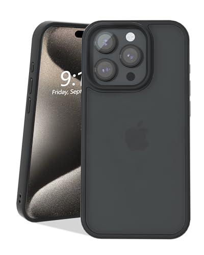 SYACHI Case for iPhone 15 Pro [Slim Thin Translucent Matte] [Camera Protection] Drop Protection Phone Case (10 FT MIL-Grade) 6.1 Inch (Black)
