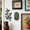 4 Pcs Oval Light Switch Cover Decorative Single Toggle Wall Plate Dark Wood Grain Design Oval Light Switch Cover Plate for Bedroom Kitchen Home Decoration (Classic,Green)