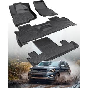 CreekT for Ford Expedition Floor Mats 2018-2024 7 Seater (2nd Row Bucket Seat) All Weather Floor Mats & Cargo Liner Heavy Duty Waterproof Trunk Mats Accessories 2024 2023 2022 2021 2020 2019 2018