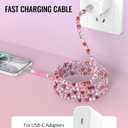 6 ft USB C Cable Charging Cord Beaded Charger for Apple Tangle-Free Bead for Carplay Car Play for iPhone 17 17e Air 16 16e 15 Pro Max Type C Wire for Samsung S26 S25 S24 S23 for Girls Women Purple