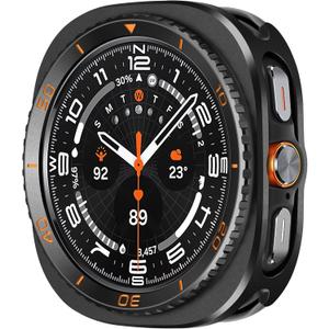 Amizee 3 in 1 Metal Case for Samsung Galaxy Watch Ultra Case (2025/2024) 47mm with Screen Protector, Rugged Bumper Scratch Resistant Protection Cover for Galaxy Watch 7/8 Ultra, Numeric-Black/Orange