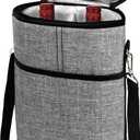 opux 2 Bottle Wine Carrier Tote, Insulated Leakproof Wine Cooler Bag, Wine Travel Bag for Picnic BYOB Beach, Portable Wine Bottle Carrying Case, Gift for Wine Lover Women Men Christmas, Heather Grey (Heather Gray)