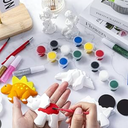 60 Pcs Plaster Painting Fairy Art Party Favors for Kids DIY Statues Craft Butterfly Insect Activities Birthday Supplies with Magnet Brushes Palette Organza Bag Gifts (Dinosaur)