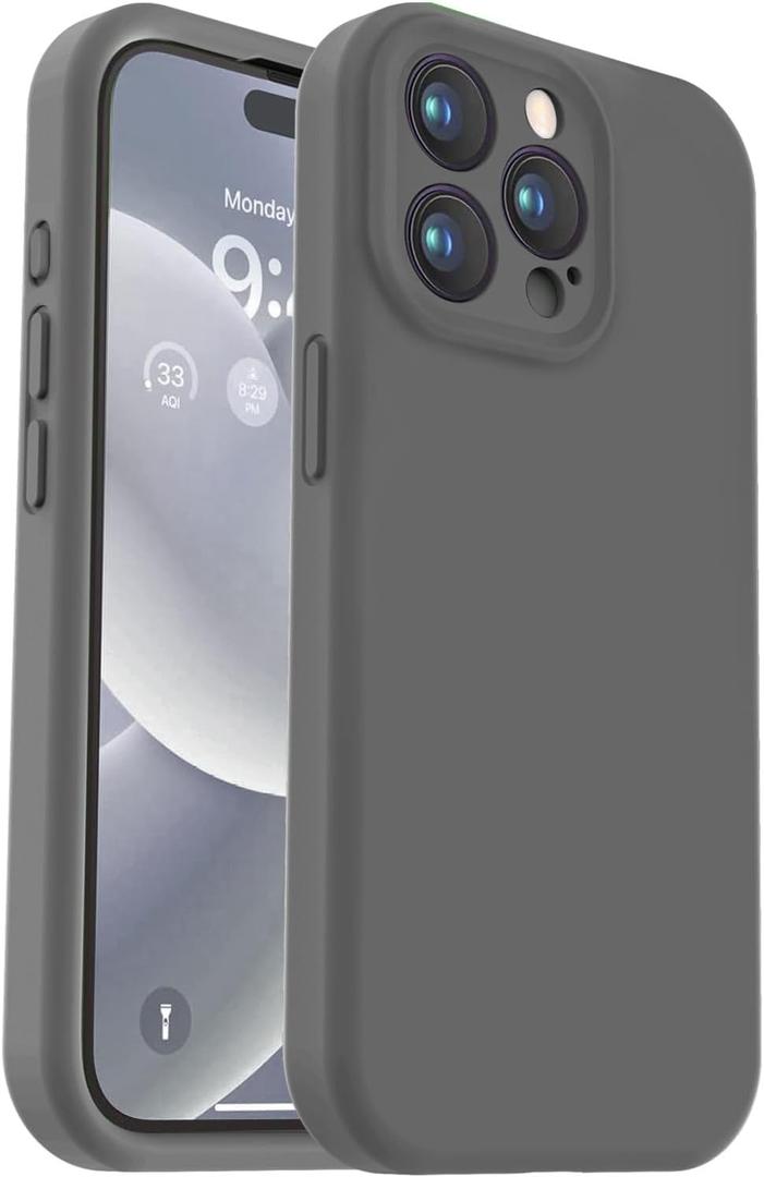 Vooii Compatible with iPhone 15 Pro Max Case, Upgraded Premium Silicone, [Camera Protection] [Soft Anti-Scratch Microfiber Lining] Shockproof Phone Case for iPhone 15 Pro Max 6.7 inch - Dark Grey