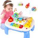 Baby Toys 6-12 Months, Musical Learning Table Toys for 1 2 3 Year Old Boys Girls Early Education Activity Center Toys for 7 8 9 10 18 Months Kids Toddler Valentines'Day Birthday Gifts