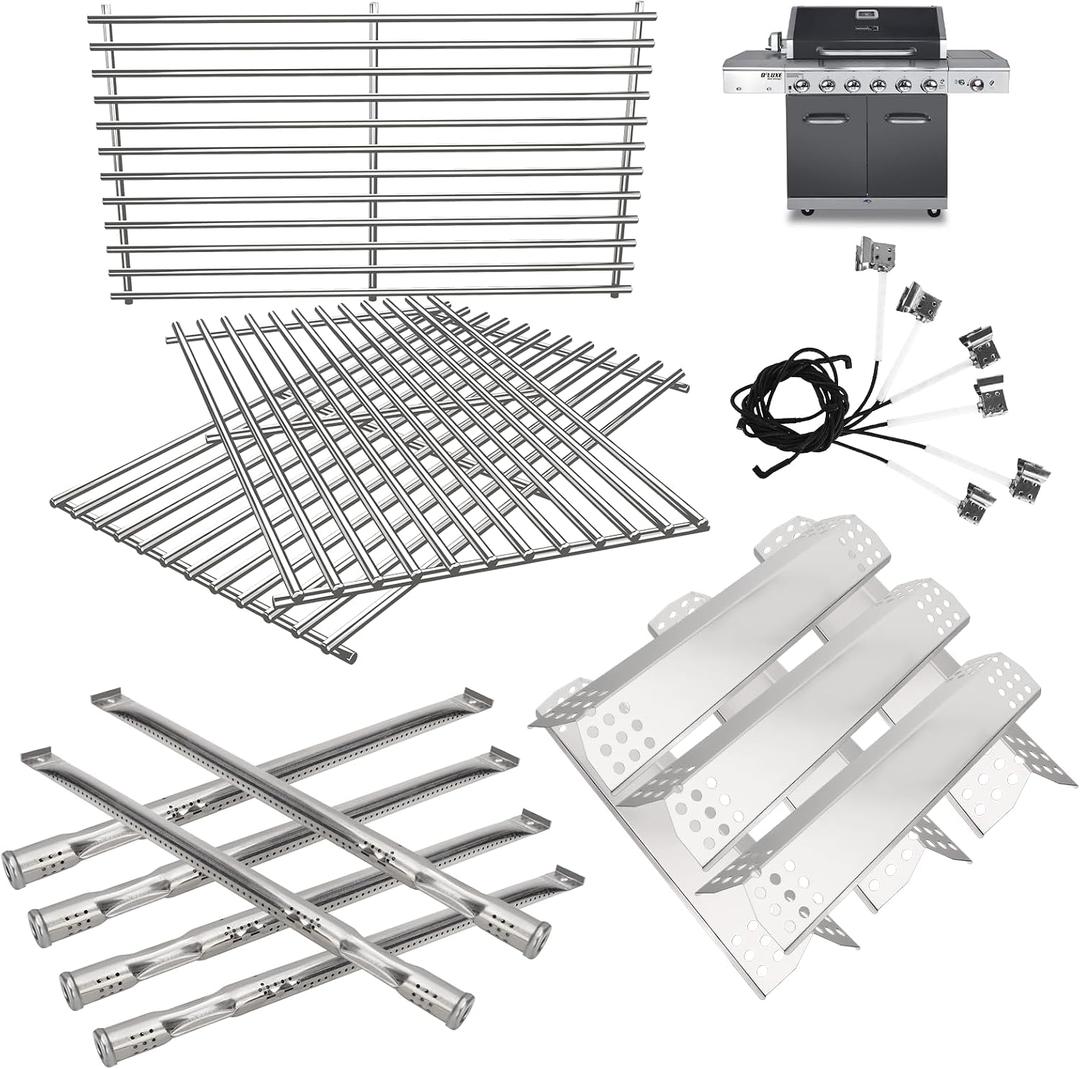 Replacement Parts for Nexgrill Deluxe 6 Burner 720-0896B 720-0896X 720-0896E 720-0896C Gas Grills, Heat Plate Shield, Cooking Grates, Burner & Igniter Kit for Nexgrill Grill Replacement Parts 6 Burner