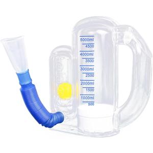 Incentive Spirometer Adult,Breathing Exercise Device for Lungs,Deep Breathing Trainer for Children and Adult,5000ml Volume Measurement with Flow Rate Indicator.