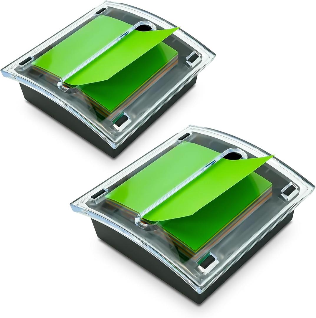 2 Pcs Pop Up Sticky Note Dispenser Acrylic Small Sticky Note Holder for 3 x 3 Inch Sticky Notes Office Home Classroom Desk Supplies
