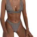 Bathing Suits for Women Deep V Neck Sexy Two Piece Bikini Sets for Women Thong Halter Cheeky Swimsuit, Small