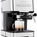 Chefman 6-in-1 Espresso Machine with Steamer, One-Touch Single or Double Shot Maker, Coffee Cappuccino Machine, Latte Built-In Milk Frother Stainless Steel