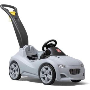 Step2 Whisper Ride Cruiser Kids Push Car, Ride On Toy, Stroller Substitute, Includes Seat Belt & Horn, Made of Durable Plastic, Max Weight 50 lbs., For Toddlers 1.5-4 Years Old, Gray