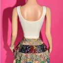 WDIRARA Women's 2 Piece Outfits Tank Tops Ruffle Layered Patchwork Mini Skirts Matching Set