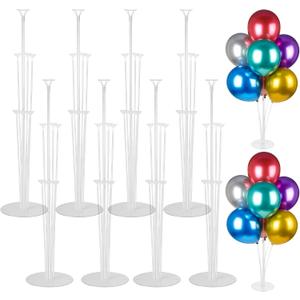 Voircoloria 8 Sets Balloon Stand Kits, Balloon Sticks Holder with Base for Table Graduation Birthday Baby Shower Gender Reveal Party Decorations