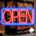 22" X 11" Led Neon Open Signs for Business Ultra Bright Plug In Electric Light Up Large Open Signs with ON/OFF Switch and 12V/2A AC Adapter for Storefront Window Bar Salon Coffee Stores (Horizontal)