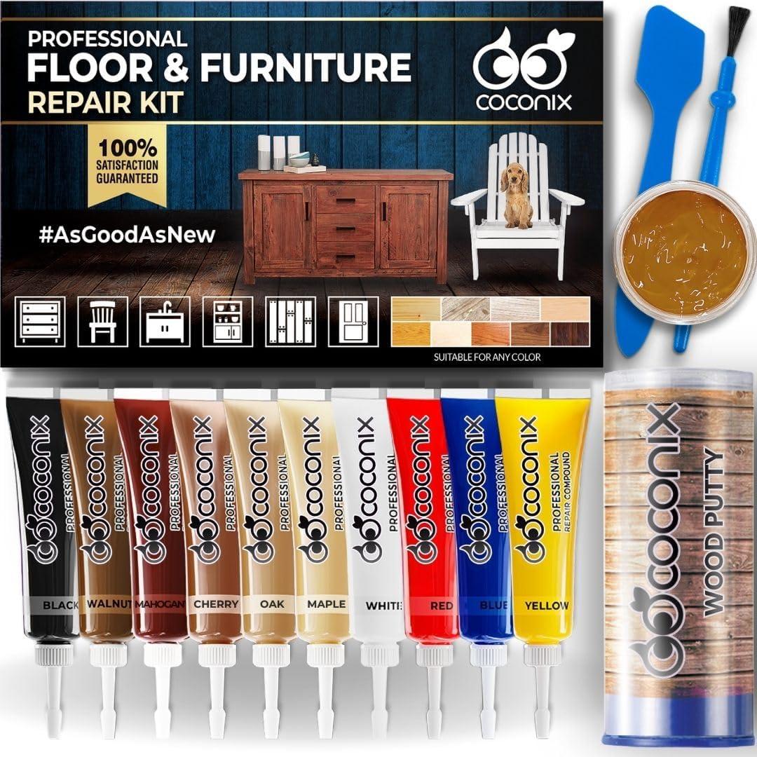 Coconix Floor & Furniture Repair Kit | Fix Scratches, Scuffs, and Dents on Hardwood Floors, Furniture, and Laminate Surfaces | Easy Application with Kneadable Putty
