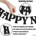 KatchOn, Glitter Black Happy New Year Banner 2026-10 Feet, No DIY | Glitter Pre-Strung Hello 2026 & Happy New Years sign for Happy New Year Decorations 2026 | NYE Party Garland | NYE Decorations 2026